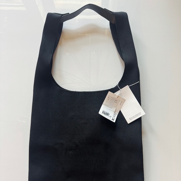 COS Handbags - COS Black Ribbed Knit Shopper Tote with Faux Leather Strap - NWT